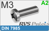 RVS Schroef Kruisgleuf Din 7985 M3