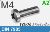 RVS Schroef Kruisgleuf Din 7985 M4