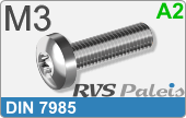 RVS Schroef Torx Din 7985tx M3