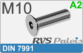 RVS Schroef Binnenzeskant Din 7991 M10