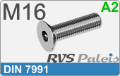RVS Schroef Binnenzeskant Din 7991 M16