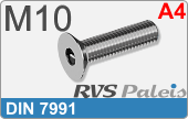 RVS Schroef Binnenzeskant Din 7991 M10