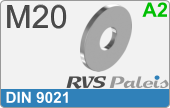 RVS  Sluitring Din 9021 M20