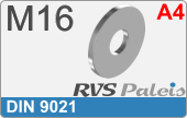 RVS  Sluitring Din 9021 M16