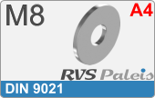 RVS  Sluitring Din 9021 M8