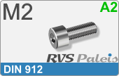 RVS Schroef Binnenzeskant Din 912 M2