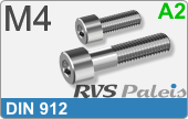 RVS Schroef Binnenzeskant Din 912 M4