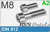 RVS Schroef Binnenzeskant Din 912 M8