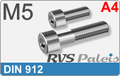 RVS Schroef Binnenzeskant Din 912 M5