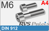 RVS Schroef Binnenzeskant Din 912 M6