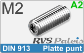 RVS Schroef Binnenzeskant Din 913 M2