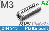 RVS Schroef Binnenzeskant Din 913 M3