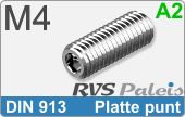 RVS Schroef Binnenzeskant Din 913 M4