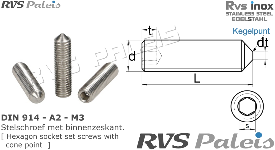 RVS Schroef Din 914 - A2 - M3