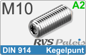 RVS Schroef Binnenzeskant Din 914 M10