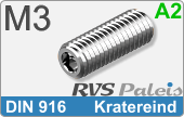 RVS Schroef Binnenzeskant Din 916 M3