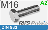 RVS Bout Buitenzeskant Din 933 M16