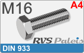 RVS Bout Buitenzeskant Din 933 M16