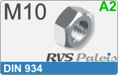 RVS  Zeskant Moeren Din 934 M10