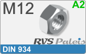 RVS  Zeskant Moeren Din 934 M12