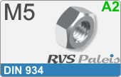 RVS  Zeskant Moeren Din 934 M5