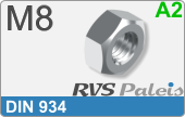 RVS  Zeskant Moeren Din 934 M8