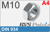 RVS  Zeskant Moeren Din 934 M10