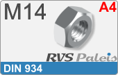 RVS  Zeskant Moeren Din 934 M14