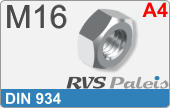 RVS  Zeskant Moeren Din 934 M16