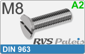 RVS Schroef Zaaggleuf Din 963 M8