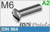 RVS Schroef Zaaggleuf Din 964 M6