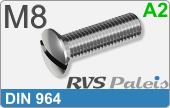 RVS Schroef Zaaggleuf Din 964 M8