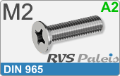 RVS Schroef Kruisgleuf Din 965 M2