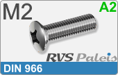 RVS Schroef Kruisgleuf Din 966 M2