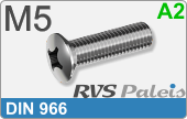 RVS Schroef Kruisgleuf Din 966 M5