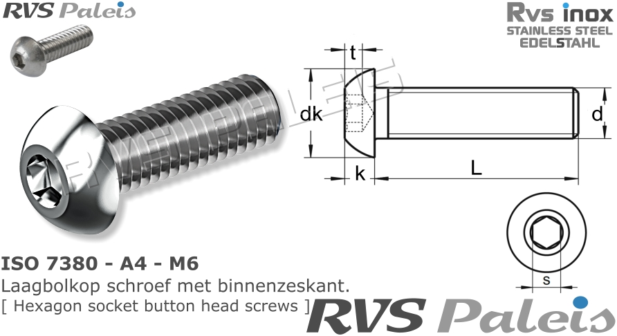 RVS Schroef Iso 7380 - A4