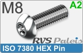 RVS  Veiligheidsschroeven Iso 7380 Pin Hex M8