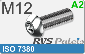 RVS Schroef Binnenzeskant Iso 7380 M12