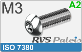 RVS Schroef Binnenzeskant Iso 7380 M3