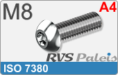 RVS Schroef Binnenzeskant Iso 7380 M8