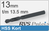 RVS  Spiraalboren Hss Korte Uitvoering 13,5mm