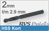 RVS  Spiraalboren Hss Korte Uitvoering 2,9mm