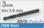 RVS  Spiraalboren Hss Korte Uitvoering 3,9mm