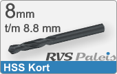 RVS  Spiraalboren Hss Korte Uitvoering 8,8mm