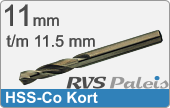 RVS  Spiraalboren Hss-co Korte Uitvoering 11,5mm