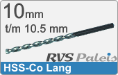 RVS  Spiraalboren Hss-co Lange Uitvoering 10,5mm