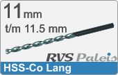 RVS  Spiraalboren Hss-co Lange Uitvoering 11,5mm