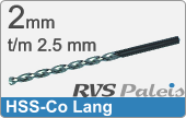 RVS  Spiraalboren Hss-co Lange Uitvoering 2,5mm