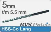 RVS  Spiraalboren Hss-co Lange Uitvoering 5,5mm