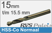 RVS  Spiraalboren Hss-co Normale Uitvoering 15,5mm